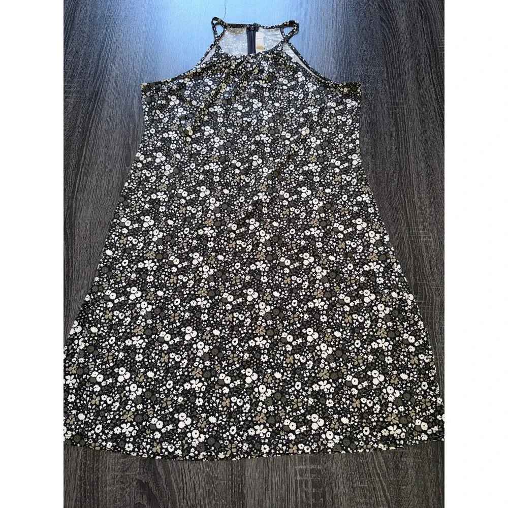 Michael‎ Kors Black Floral Spaghetti Strap Sundress Cottagecore Boho Dress Med